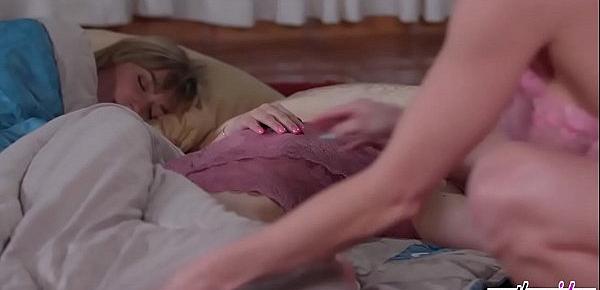  Lesbo stepmom almost caught at slumber party